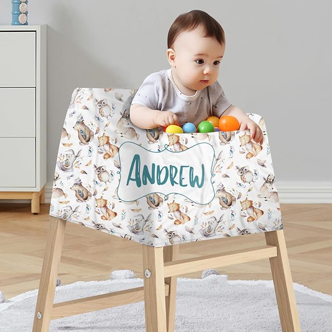 Personalized Baby Car Seat Cover Stroller Canopy: Custom Name Newborn Baby Boy Girl Elastic Animals Nursing Cover for Moms First Birthday Gift Watercolor Fox(one Size)