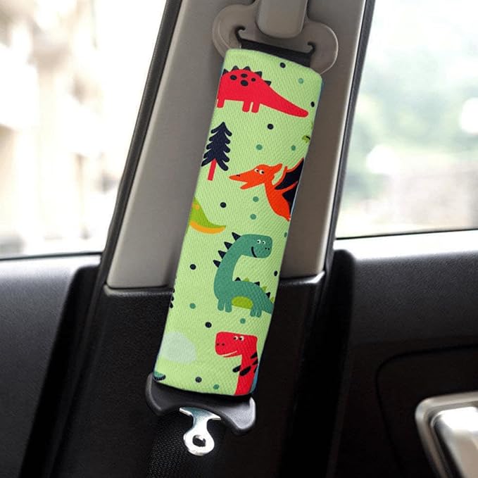 Baby Seat Belt Strap Cover, 2 Pcs Kids Car Seat Belt Cushions Pads, Shoulder Strap Protectors for Girls Boys (Dinosaur 11A)