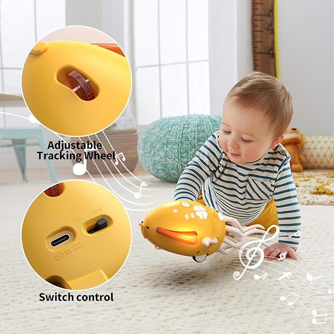 Electric Dancing Octopus Toy with Led Light and Music, Kids Electric Crawling Octopus Tummy Time Toys, Rechargeable Interactive Sensory Toy, for Christmas Birthday Gift(Yellow)