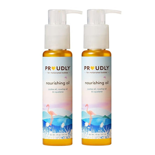 PROUDLY Nourishing Baby & Hair Oil by Gabrielle Union & Dwyane Wade, Baby Oil Gel for Dry, Sensitive Skin & Textured Hair, Black & Brown Babies, Vitamin E, 2-Pack (3 oz each)
