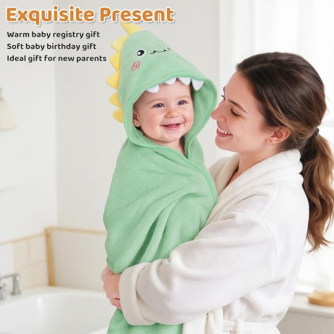 CandyHome 15 PCS Baby Bath Towels, 5 PCS Cute Animal Hooded Baby Towels & 10 PCS Washcloths Set for Infants Toddlers, Ultra Absorbent Soft Baby Bath Essentials Gifts for Boys & Girls