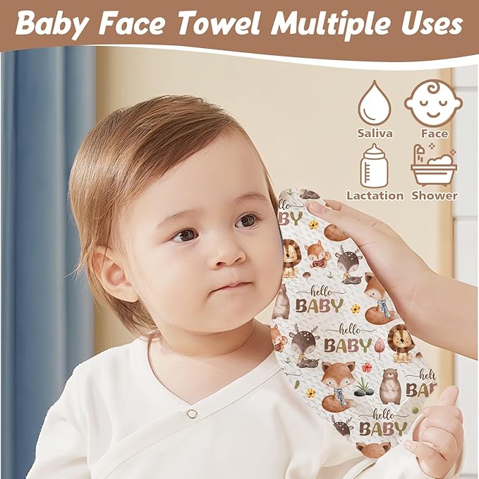 1PCS Wildlife Theme Baby Bath Towels, Hooded Baby Towel for Newborns, Toddler Bath Towel for Boys or Girls, Soft & Absorbent, with 1 Toddler Face Towels 32 * 32IN