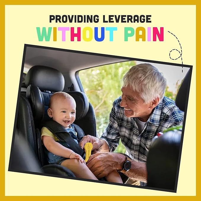Bucklebee Easy Car Seat Buckle Release Aid for Children Unbuckle - Release Tool - Button Pusher - Opener for Nails - (Gray and Yellow)