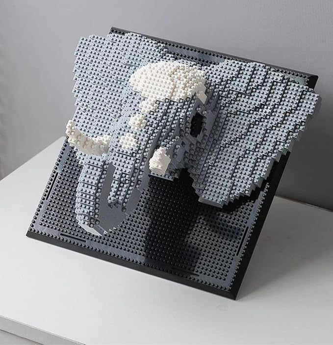 BDYDT Wall Art Elephant Building Blocks Set; A Wall Decor Set for Adults Who Love Creative Hobbies (1625 Pieces) Toys Gifts for Kid and Adult