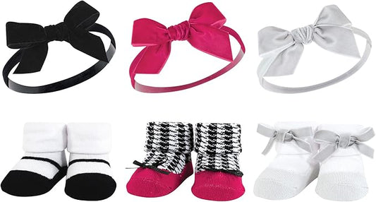 Hudson Baby Girl's Headband and Socks Giftset