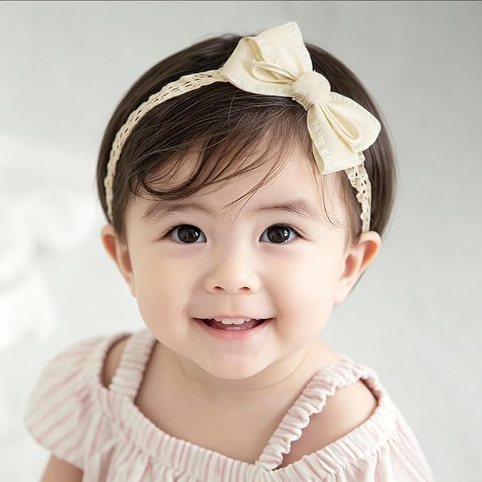 Baby Girls Cute Lace Bow Headband Soft Cotton Elastic Hair Accessories for Toddlers Newborns Ideal for Birthdays Baby Shower Photoshoots Special Occasions