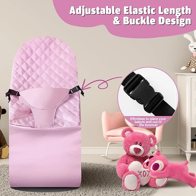 Fabric Seat for Bouncer - for BabyBjorn Replacement Cover Compatible with BabyBjörn Bouncer Bliss, Soft Breathable Machine Washable (Pink, Only Seat Cover)