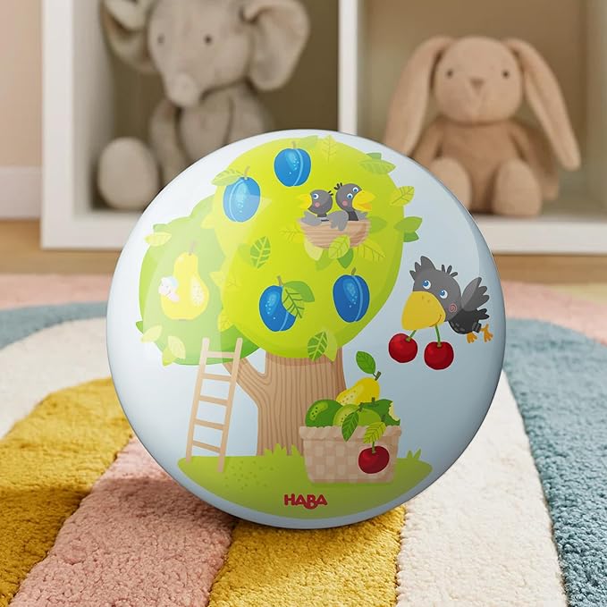 HABA 2012752001 Play Ball Toddler Toys for Children from 2 Years with Colourful Fruits 14 cm with Valve for Indoor and Outdoor Use