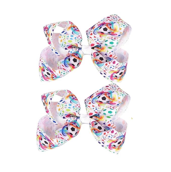 Soccer Hair Accessories, Soccer Hair Bows, Soccer Ball Bow，Soccer Ribbon Bow Hair Clips ，bows Hair Accessories for girls.A (Flower color)