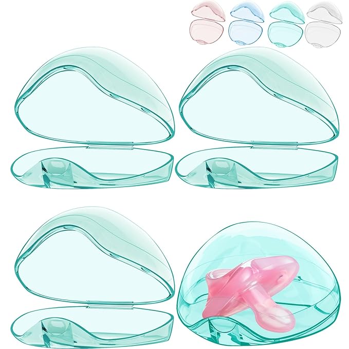 Smlpuame Pacifier Case,4 Pack BPA Free Pacifier Holder Case,Transparent Container Box for Baby Binky（Not Included),Essential Pacifier Accessories,Alway Keep Paci Clean,Easy to Clean(Green)