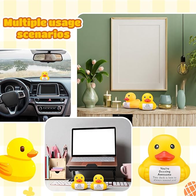 Civaner 7 Inch Emotional Giant Rubber Duck Big Jumbo Positive Yellow Duck Inspirational Gift Large Duckling Toy with Squeaky Sound for Men Coworker Colleges Graduation(You're Awesome)