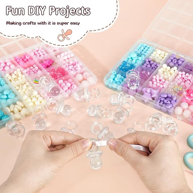 48 Pcs Acrylic Pacifiers for Baby Shower Game Boy Girl, 1.75’’ Baby Shower Pacifiers, Bulk Pacifier for Hunt Games, Decoration DIY, Gender Reveal Table Scatter, Party Favors(Clear)