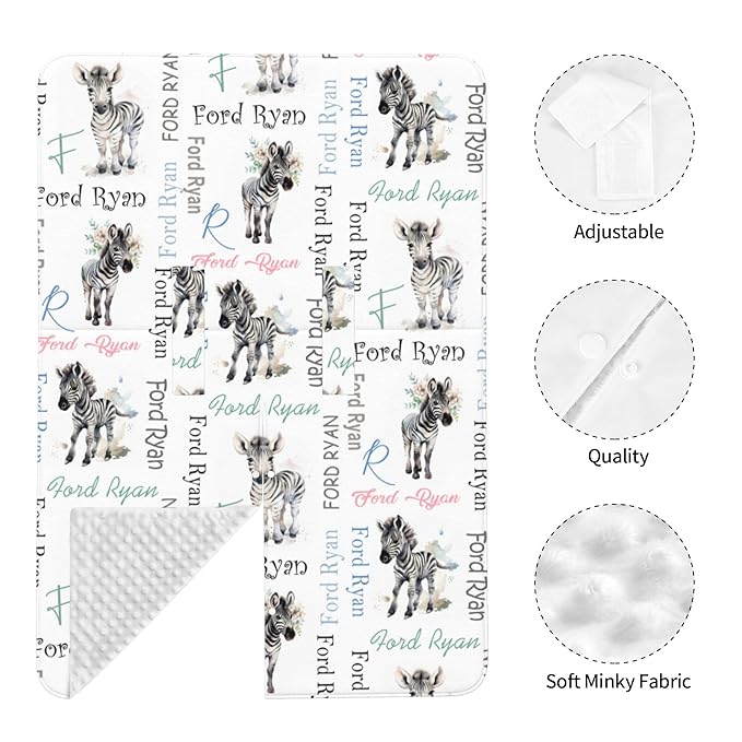 Personalized Baby Car Seat Cover Winter Custom Minky Carseat Cover Boy Girls with Name Zebra Carseat Canopy Customized Car Seat Canopy Infant Carrier Covers Nursing Cover Toddler Blanket
