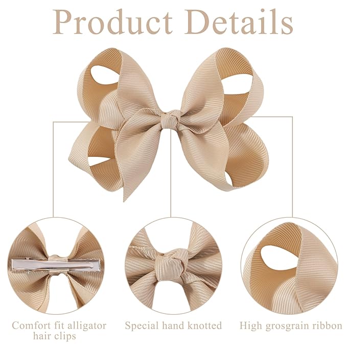 YHXX YLEN 40PCS 4.5 Inch Hair Bows Clips, Grosgrain Ribbon Alligator Clips Barrettes Hair Accessories for Baby Girls Infants Toddlers Kids Teens Children in Pairs