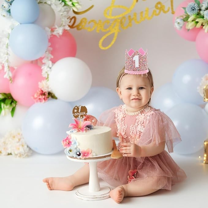 Boy Girl Birthday Crown, Prince Princess Birthday Hat Headband Tiara Crown Cake Photo Prop Party Decorations