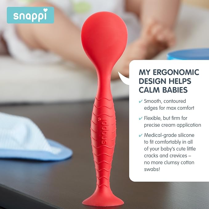 Ergo Brush Diaper Cream Applicator for a Baby Bum | Medical-Grade Silicone Diaper Rash Cream Bottom Brush Keeps Hands/Fingernails Clean (Cardinal Red)