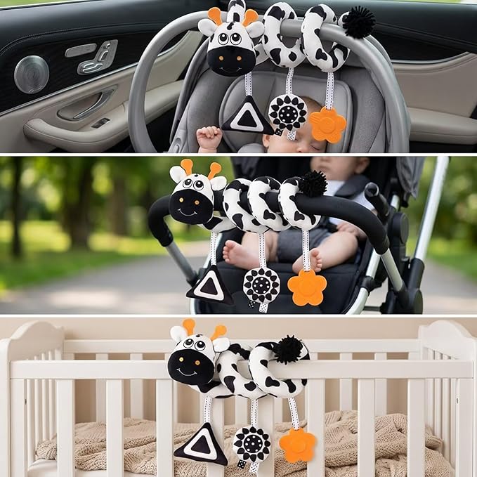 Multi-Use Baby Spiral Activity Toy – Spiral carseat Toy for Car Seat, Stroller,Play Gym, Keeps Baby Quiet, Easy Travel Solution