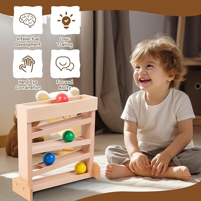 Montessori Ball Drop Toy for 2 3 Year Old, Wooden Ball Drop Toy Wooden Ball Tower for Toddlers, Pound a Ball for Toddlers Early Childhood Education Visual Tracking for Boys Girls Gift