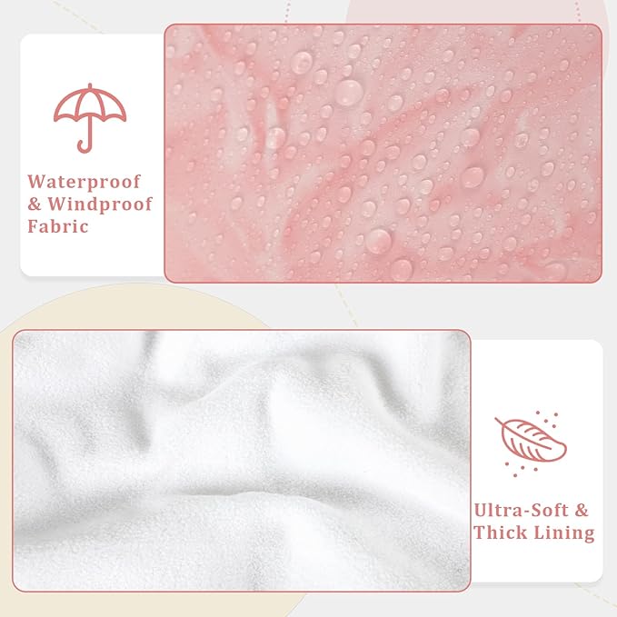 Car Seat Cover Baby Winter, Waterproof Carseat Covers Newborn Girl, Windproof Infant Car Seat Cover Warm & Breathable Use Universal Pink