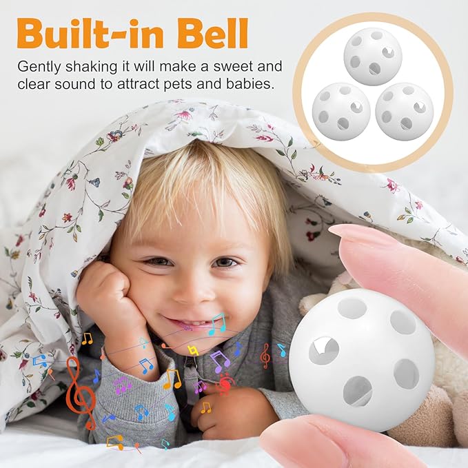 Rattle Ball Inserts, 50PCS 24mm (0.94in) Whilt Rattle Inserts for Crochet Baby Toys Bulk Doll Squeaker Replacement, Dog Plaything Repair Parts, Craft Noise Maker Refills for Plush Toys, Lead Free