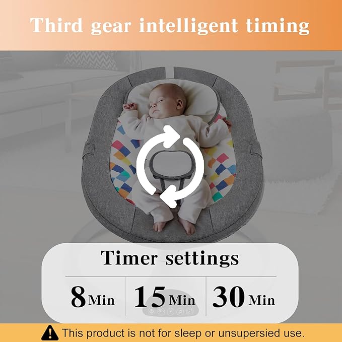 Soobaby Baby Swing for Infants,Electric Swing for Babies,Portable Swing for Baby Boy Girl,Remote Control Indoor Baby Rocker with 5 Sway Speeds,Music and Bluetooth,Deep Gray