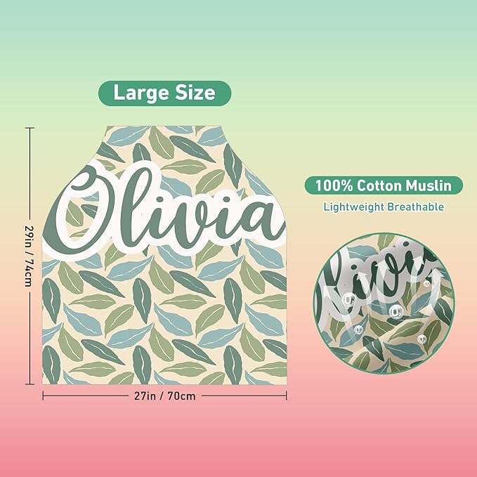 Custom Car Seat Covers for Babies - Breathable Baby Car Seat Cover for Girls Boys, Green Print Kick-Proof Newborn Carrier Canopy Stretchy Stroller Cover for 4 Seasons