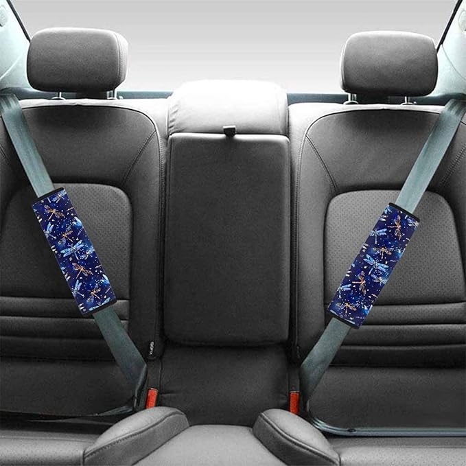 Biyejit Galaxy Dragonfly Universal Car Seat Belt Pads Cover, Safety Seat Belt Comfortable Shoulder Pads for Adults and Children 2 Packs