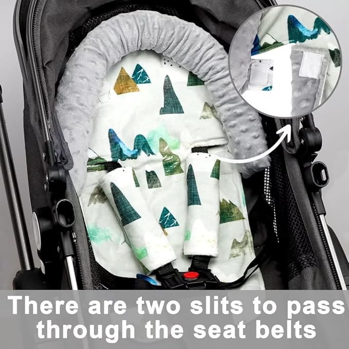 TANOFAR Infant Car Seat Insert and Strap Covers, Minky Carseat Head Support for Boys, Soft Cushion Fit for Car Seats, Stroller, Bouncers