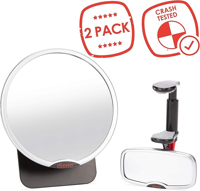 Diono Baby Car Mirror 4 Pack, Safety Mirror for Rear Facing Infant, Adjustable with Wide Crystal Clear View