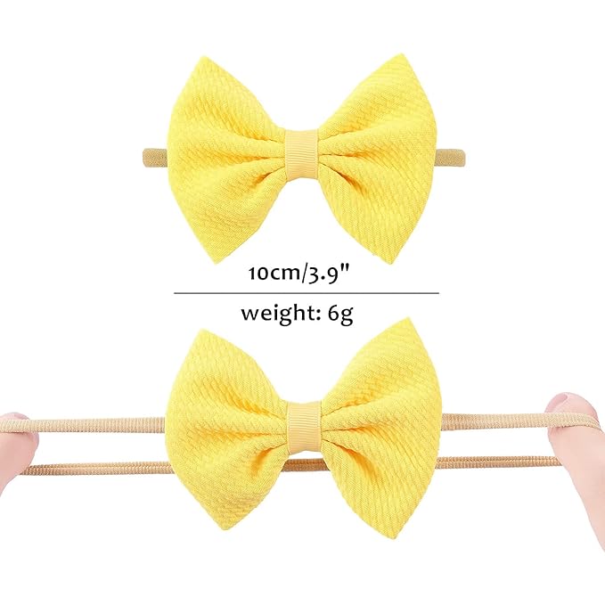 Cinaci 30 Pack Super Stretchy Nylon Hair Bands with Solid Bow Hair Bands Accessories for Baby Girls Infants Toddlers Kids Teens (30 as Shown)