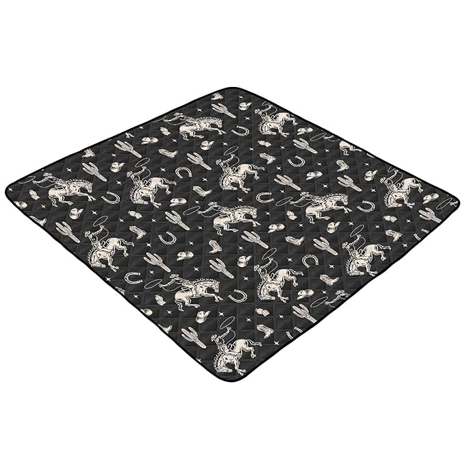 Baby Play Mat Cowboy Western Cactus Vintage 50" X 50" Play Gym Crawling Mat Soft Non-Slip Portable Picnic Floor Mat for Infant, Babies, Toddler, Kids