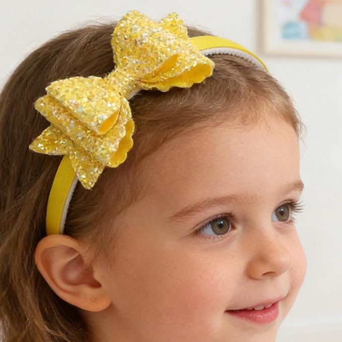 8Pcs Glitter Bows Headbands for Girls Children Sequin Hair Bows Hairbands School Girls Toddler Headband Hair Accessoires