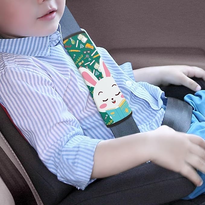 Biyejit Cute Rabbits Baby Strap Cover, Stroller Strap Cover, Car Seat Strap Covers 2 Pack, Car Seat Straps Shoulder Pads, Protect Neck and Shoulder for Baby Toddler Infant Boy Girl