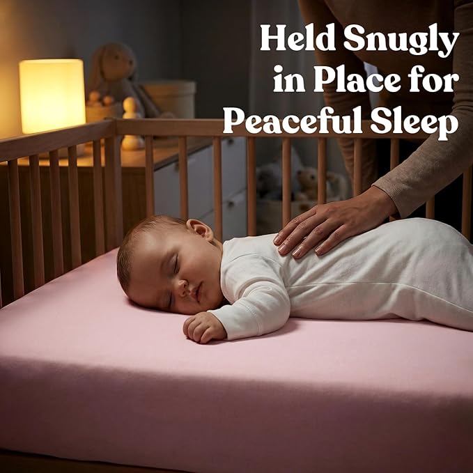 Comfort Crib Sheets Girl: Soft Fitted Crib Sheet That Stays Put, Universal Fit for 28x52 Crib Mattresses, Hypoallergenic with a Calming Effect, 2-Pack Solid Pink