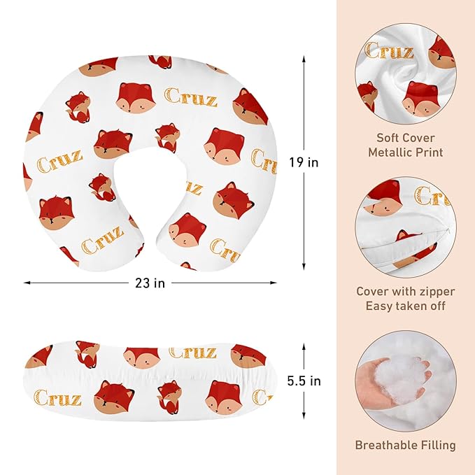Personalised 7 in 1 Car Seat Cover for Girls and Boys - Multipurpose Breast Feeding Red Fox Print Cover, Nursing Cover, Grocery Cart Cover and High Chair Cover - Birthday Gift for Babies(27"x29")