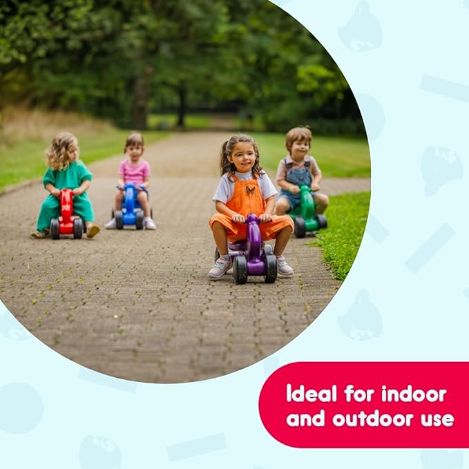 Careplay 2-in-1 Squirrel Push & Ride-on Toy, Indoor & Outdoor Use, Low Profile Seat, Recommended for Children up to 50lbs, Durable Construction, Made in The USA, Red