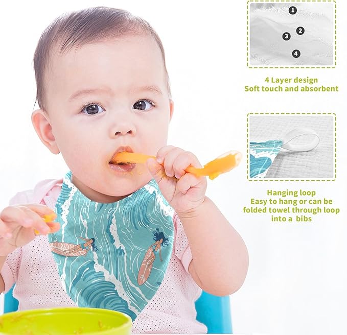 vvfelixl Baby Muslin Washcloths Summer Girl Surfing Baby Burp Cloths Cotton Babys Face Towel for Newborn Infants Boys Girls Soft and Absorbent 11.8 X 11.8 in, 3 Pack