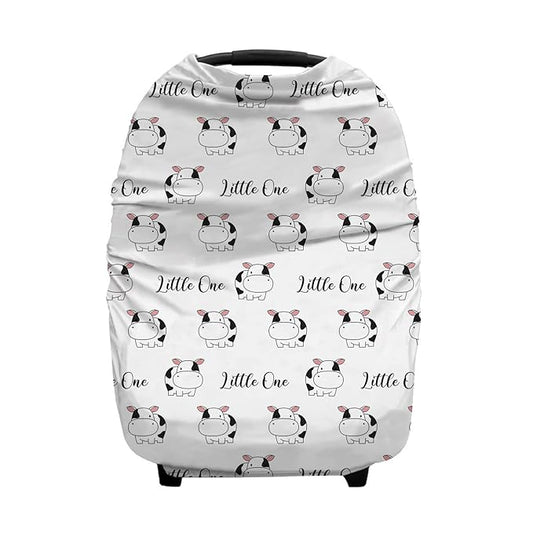 Personalized Cute Cow Baby Car Seat Covers with Name, Custom Nursing Cover Breastfeeding for Babies, Carseat Canopy for Boys and Girls, Infant Stroller Cover, Breathable Carseat Cover