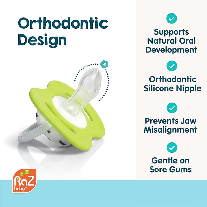 RaZbaby Soccer Pacifier - BPA-Free Silicone Orthodontic Nipple, Ideal for Soccer Lovers, 0-36 Months - 2-Pack Soccer