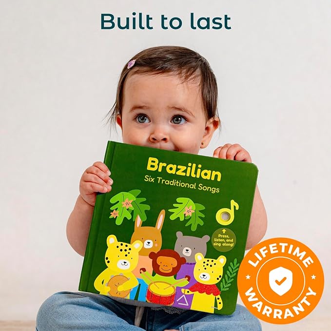 Cali's Books Brazilian Nursery Rhymes Book - Portuguese Sound Book for Toddlers 1-3 Years Old, Educational Music Toys for Bilingual Kids with Lyrics & Translations, Musical Baby Books for Children