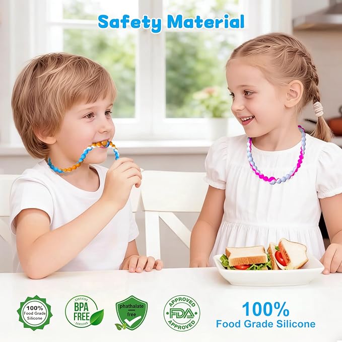 Teething Necklace for Baby,Tooth Grinding Toys，Sensory Chew Necklace for Kids, Girls,Boys,Adult with Autism, ADHD,Teething Beads for Babies