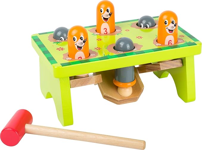 Small Foot Mole 11162 Knock Bench 100% Certified Wood Robust Hammer Game from 18 Months