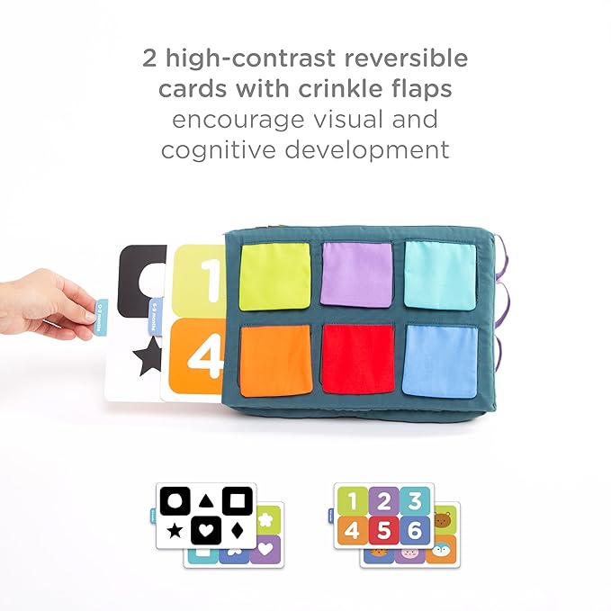 Ubbi Mirror Me Activity Toy, Tummy Time Developmental Baby Toy, Multi-Sensory Play Cube, Includes High Contrast Visual Learning Cards and Silicone Teether