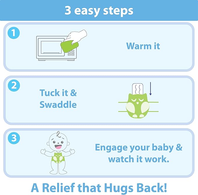 Baby Colic, Gas and Upset Stomach Relief, Baby Heated Tummy Wrap for Newborns - Belly Hugger - Infant Swaddling Belly Belt, Heating Pad with Soothing Warmth for Fussy Infants (Blue)