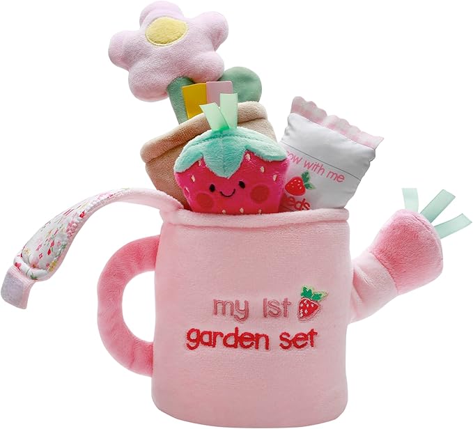 4 Piece Plush My First Garden Play Set with Sensory Toys for Baby, Pink, 6 inch