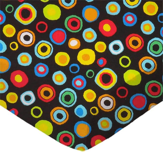 SheetWorld Baby Fitted Bassinet Sheet Fits Nuna Mixx 12 x 29 inches, 100% Cotton Woven Sheet, Unisex Boy Girl, Colored Circles Black, Made in USA