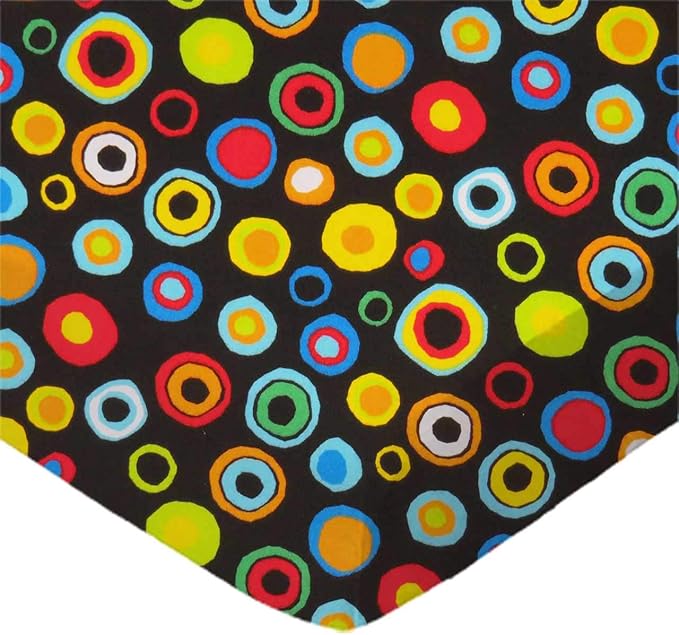 SheetWorld Baby Fitted Bassinet Sheet 15 x 33 inches, 100% Cotton Woven Sheet, Unisex Boy Girl, Colored Circles Black, Made in USA