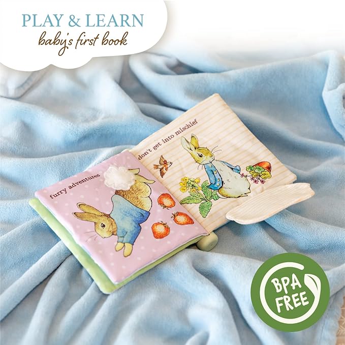 Beatrix Potter Peter Rabbit Soft Teether Book with Sensory Spine and Carrot Toy