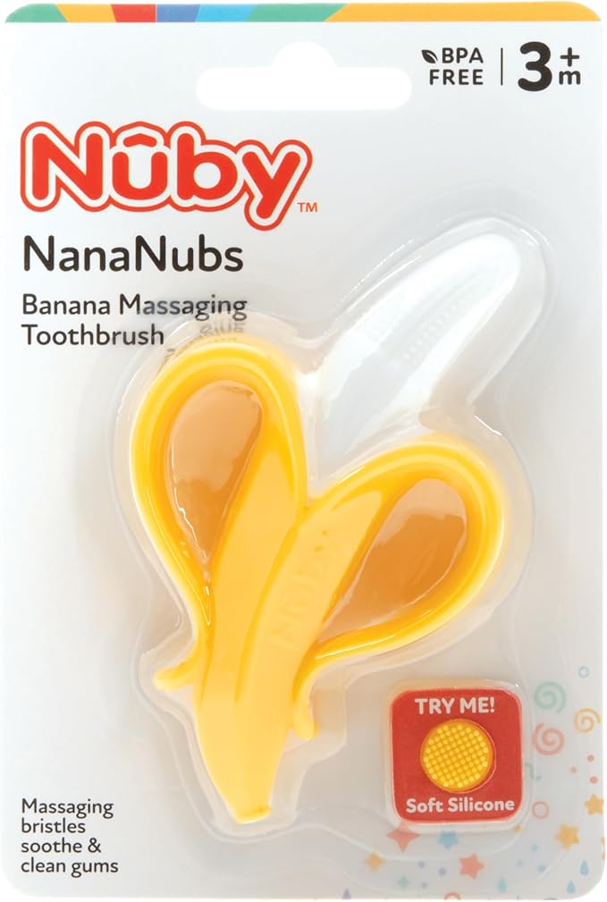 Nuby Nananubs Banana Massaging Teether – Baby Teething Toys 3 Months and Up, Silicone Teether for Sore Gums, Infant Toy, Baby Essentials, Brush, Travel Accessory, Gift for Babies (Pack of 48)