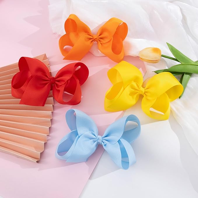 Oaoleer 40 Colors 4.5 Inch Hair Bows Clips Grosgrain Ribbon Bows Hair Alligator Clips Hair Barrettes Hair Accessories for Girls Toddler Infants Kids Teens Children (4.5inch 40color)